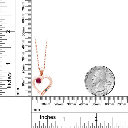 0.27カラット  シンセティック ルビー オープンハート ネックレス  天然 ブルーダイヤモンド シルバー925 18金 ピンクゴールド 加工  7月 誕生石
