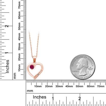 0.27カラット  シンセティック ルビー オープンハート ネックレス  天然 ダイヤモンド シルバー925 18金 ピンクゴールド 加工  7月 誕生石