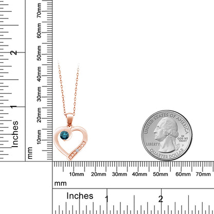 0.17カラット 天然 ブルーダイヤモンド オープンハート ネックレス モアサナイト シルバー925 18金 ピンクゴールド 加工