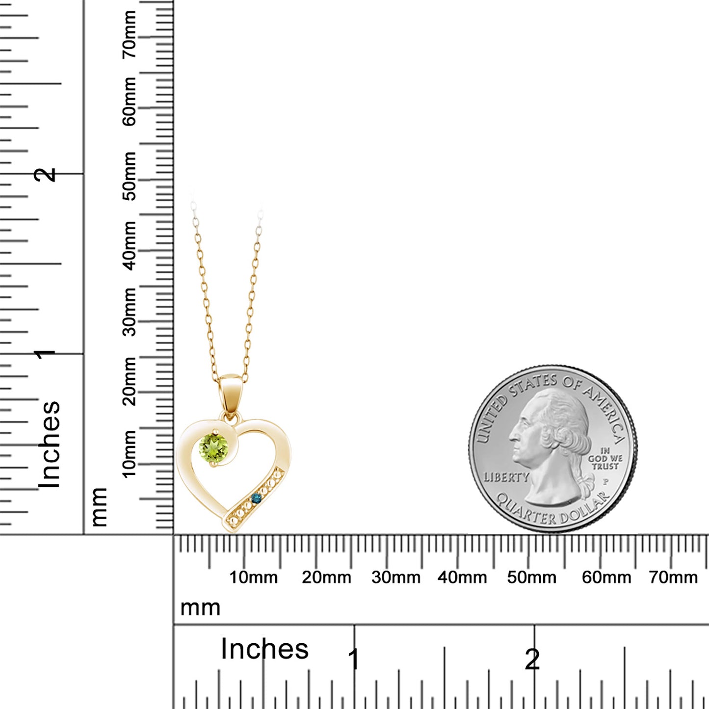 0.22カラット 天然石 ペリドット オープンハート ネックレス 天然 ブルーダイヤモンド シルバー925 18金 イエローゴールド 加工 8月 誕生石