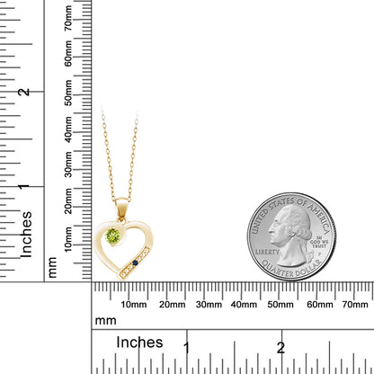 0.22カラット 天然石 ペリドット オープンハート ネックレス 天然 サファイア シルバー925 18金 イエローゴールド 加工 8月 誕生石