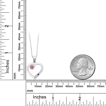 0.2カラット ラボグロウン ピンクダイヤモンド オープンハート ネックレス シンセティック サファイア シルバー925