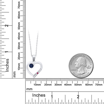 0.27カラット 天然 サファイア オープンハート ネックレス 天然 ルビー シルバー925 9月 誕生石