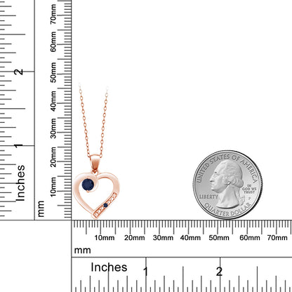 0.26カラット 天然 サファイア オープンハート ネックレス シルバー925 18金 ピンクゴールド 加工 9月 誕生石