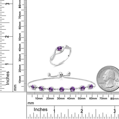 2.87カラット  天然 アメジスト リング ブレスレット セット   シルバー925  2月 誕生石