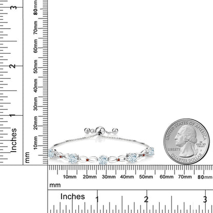 2.54カラット 天然 アクアマリン ブレスレット 天然 ガーネット シルバー925 3月 誕生石