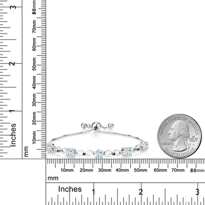 2.54カラット 天然 アクアマリン ブレスレット 天然 サファイア シルバー925 3月 誕生石