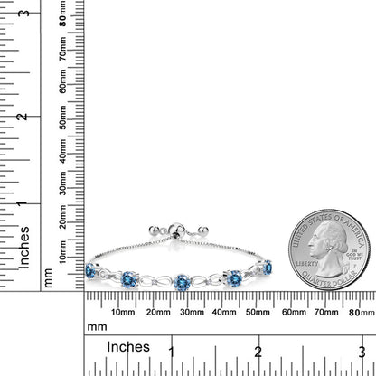 2.55カラット ブルー モアサナイト ブレスレット シンセティック ホワイトサファイア シルバー925