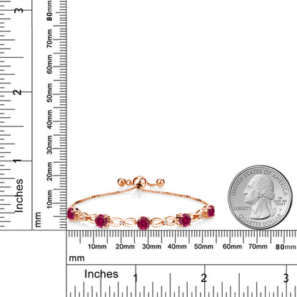 5.04カラット  シンセティック ルビー ブレスレット  モアサナイト シルバー925 18金 ピンクゴールド 加工  7月 誕生石