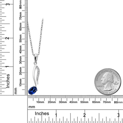 0.7カラット シンセティック サファイア ネックレス シルバー925 9月 誕生石