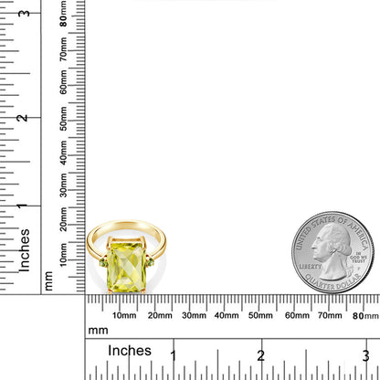6.95カラット 天然 レモンクォーツ リング 指輪 天然石 ペリドット シルバー925 18金 イエローゴールド 加工