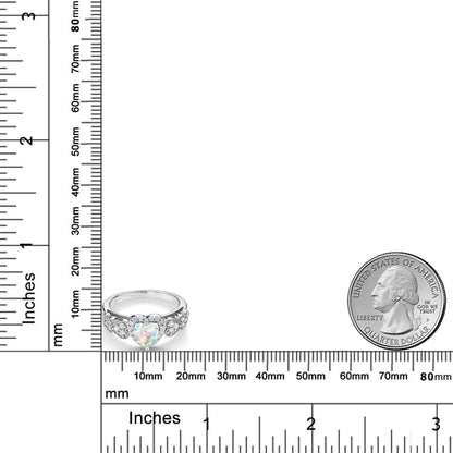 1.18カラット シミュレイテッド ホワイトオパール リング 指輪 シルバー925 10月 誕生石
