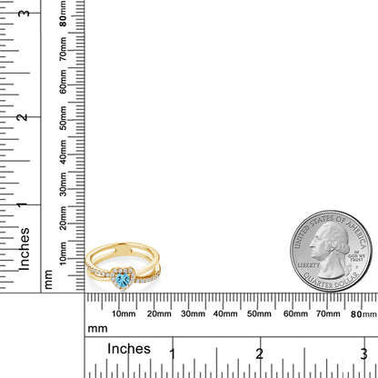 0.62カラット  天然 スイスブルートパーズ リング 指輪   シルバー925 18金 イエローゴールド 加工  11月 誕生石