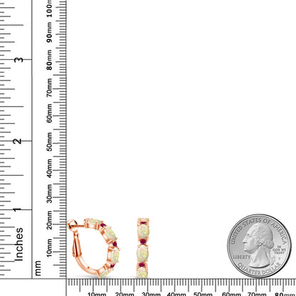 2.86カラット  天然 エチオピアンオパール ピアス  シンセティック ルビー シルバー925 18金 ピンクゴールド 加工  10月 誕生石