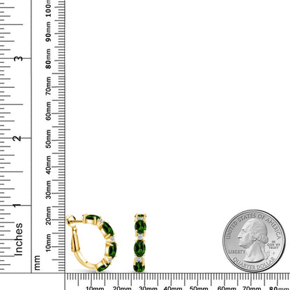 4.64カラット 天然 クロムダイオプサイド ピアス 天然 トパーズ シルバー925 18金 イエローゴールド 加工