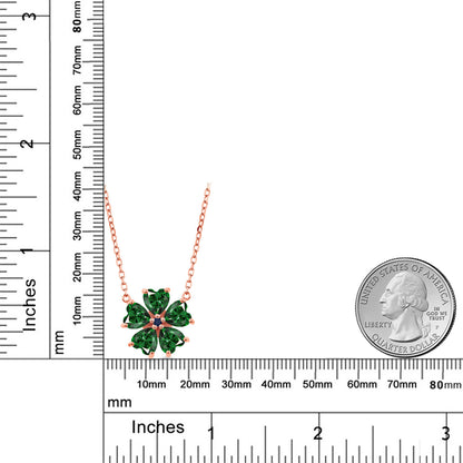 3.54カラット ナノエメラルド ネックレス 天然 サファイア シルバー925 18金 ピンクゴールド 加工 5月 誕生石