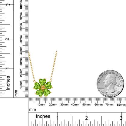 3.88カラット  天然石 ペリドット ネックレス  シンセティック イエローサファイア シルバー925 18金 イエローゴールド 加工  8月 誕生石
