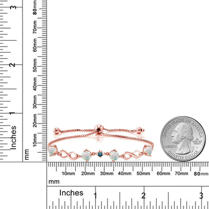 2.07カラット  シミュレイテッド ホワイトオパール ブレスレット  天然 ブルーダイヤモンド シルバー925 18金 ピンクゴールド 加工  10月 誕生石
