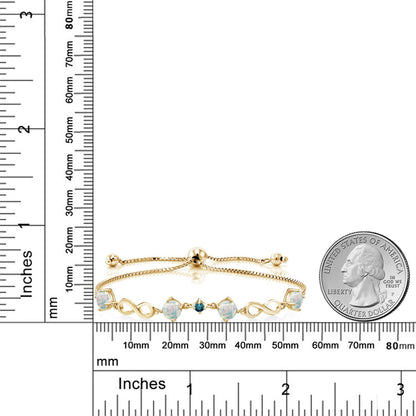 2.07カラット  シミュレイテッド ホワイトオパール ブレスレット  天然 ブルーダイヤモンド シルバー925 18金 イエローゴールド 加工  10月 誕生石