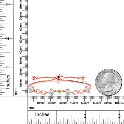 2.07カラット  シミュレイテッド ホワイトオパール ブレスレット  天然石 ペリドット シルバー925 18金 ピンクゴールド 加工  10月 誕生石
