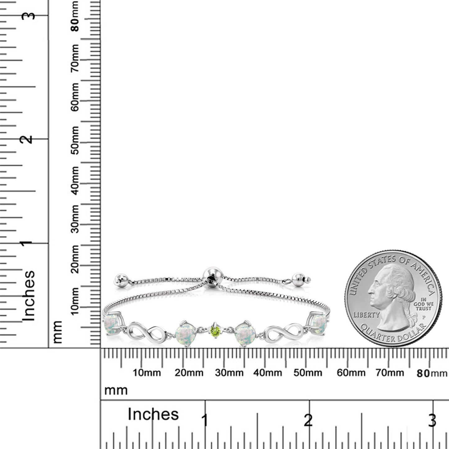 2.07カラット シミュレイテッド ホワイトオパール ブレスレット 天然石 ペリドット シルバー925 10月 誕生石