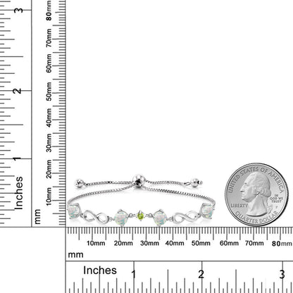 2.07カラット シミュレイテッド ホワイトオパール ブレスレット 天然石 ペリドット シルバー925 10月 誕生石