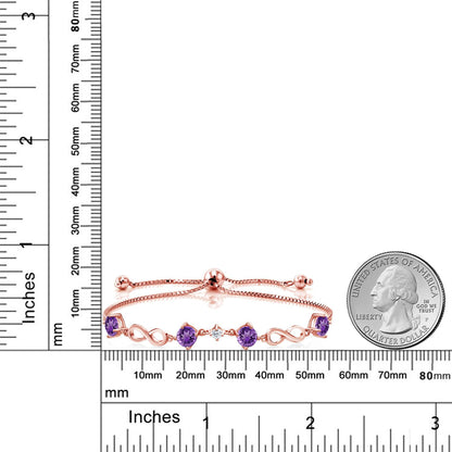 1.99カラット 天然 アメジスト ブレスレット 天然 トパーズ シルバー925 18金 ピンクゴールド 加工 2月 誕生石