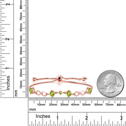 2.27カラット  天然石 ペリドット ブレスレット   シルバー925 18金 ピンクゴールド 加工  8月 誕生石