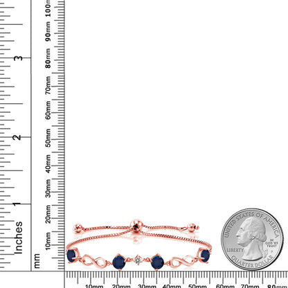 2.47カラット  天然 サファイア ブレスレット  天然 ダイヤモンド シルバー925 18金 ピンクゴールド 加工  9月 誕生石