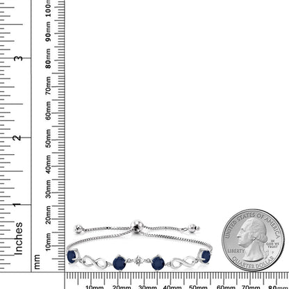 2.47カラット 天然 サファイア ブレスレット 天然 ダイヤモンド シルバー925 9月 誕生石
