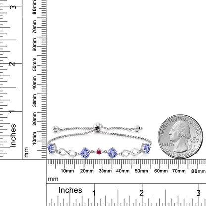 1.9カラット  天然石 タンザナイト ブレスレット  シンセティック ルビー シルバー925  12月 誕生石