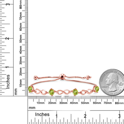 2.2カラット 天然石 ペリドット ブレスレット シルバー925 18金 ピンクゴールド 加工 8月 誕生石