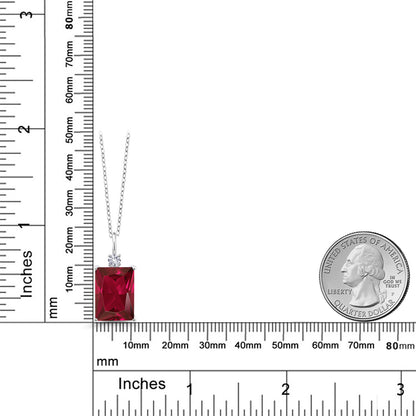 5.13カラット  シンセティック ルビー ネックレス  シンセティック ホワイトサファイア シルバー925  7月 誕生石