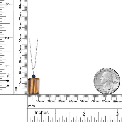 6.65カラット 天然 タイガーアイ ネックレス 天然 サファイア シルバー925