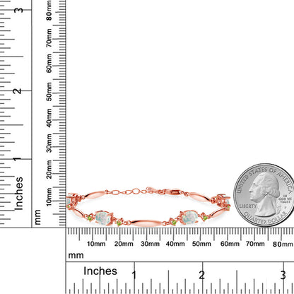 4.4カラット  シミュレイテッド ホワイトオパール ブレスレット  天然石 ペリドット シルバー925 18金 ピンクゴールド 加工  10月 誕生石