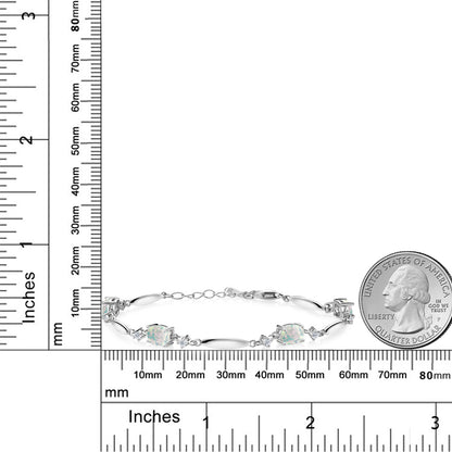 4.32カラット  シミュレイテッド ホワイトオパール ブレスレット  天然 トパーズ シルバー925  10月 誕生石