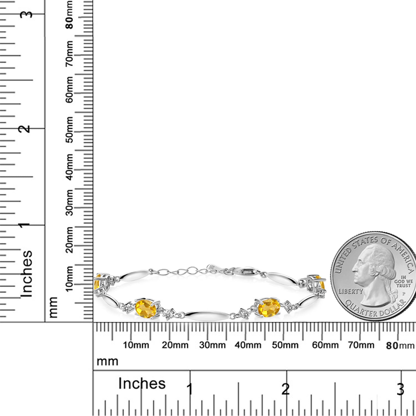 3.26カラット 天然 シトリン ブレスレット 天然 ダイヤモンド シルバー925 11月 誕生石