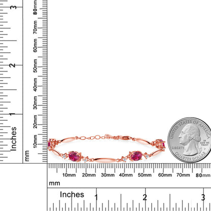 4.32カラット  シンセティック ルビー ブレスレット  天然 トパーズ シルバー925 18金 ピンクゴールド 加工  7月 誕生石