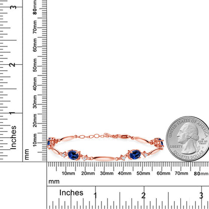 4.24カラット  シンセティック サファイア ブレスレット   シルバー925 18金 ピンクゴールド 加工  9月 誕生石