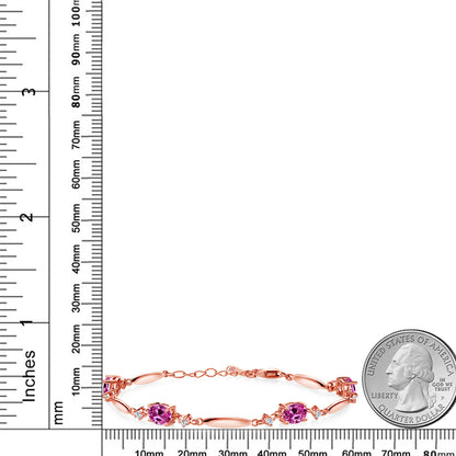 3.9カラット  シンセティック ピンクサファイア ブレスレット  モアサナイト シルバー925 18金 ピンクゴールド 加工  9月 誕生石