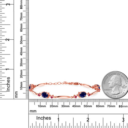4.34カラット  天然 サファイア ブレスレット  天然 ルビー シルバー925 18金 ピンクゴールド 加工  9月 誕生石