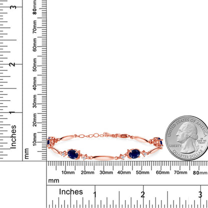 4.32カラット  天然 サファイア ブレスレット  天然 トパーズ シルバー925 18金 ピンクゴールド 加工  9月 誕生石