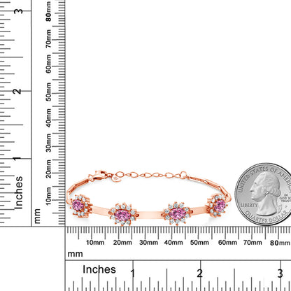 3.44カラット ピンク モアサナイト ブレスレット シンセティック ホワイトサファイア シルバー925 18金 ピンクゴールド 加工