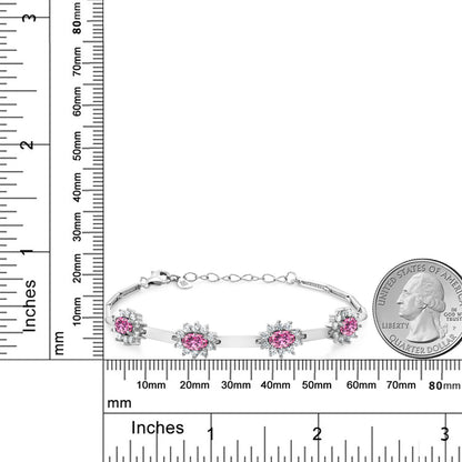 3.44カラット  ピンク モアサナイト ブレスレット  シンセティック ホワイトサファイア シルバー925