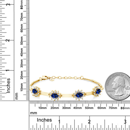 4カラット  シンセティック サファイア ブレスレット  シンセティック ホワイトサファイア シルバー925 18金 イエローゴールド 加工  9月 誕生石