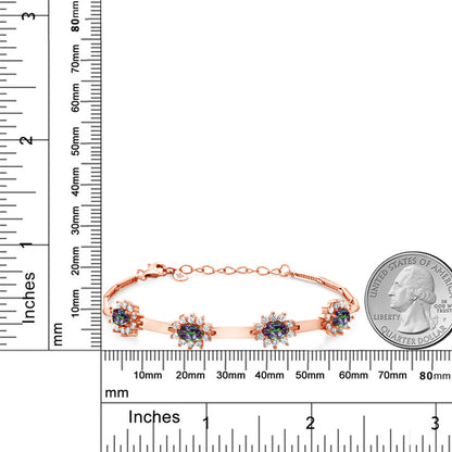 4カラット 天然石 ミスティックトパーズ ブレスレット シンセティック ホワイトサファイア シルバー925 18金 ピンクゴールド 加工 11月 誕生石
