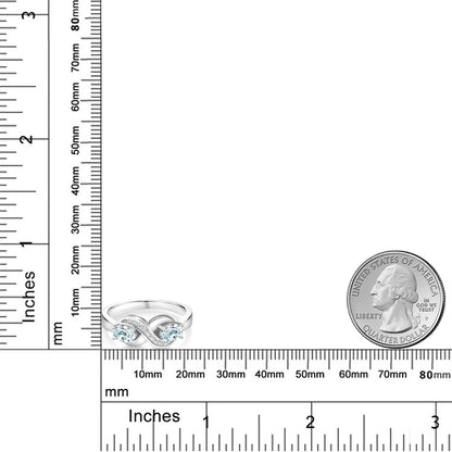 1.11カラット  天然 アクアマリン リング 指輪  シンセティック ホワイトサファイア シルバー925  3月 誕生石