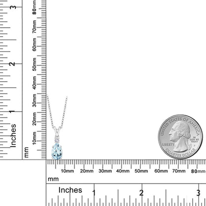 1.21カラット 天然 アクアマリン ネックレス シンセティック ホワイトサファイア シルバー925 3月 誕生石