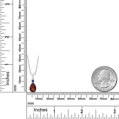 1.47カラット  天然 ガーネット ネックレス  シンセティック サファイア シルバー925  1月 誕生石