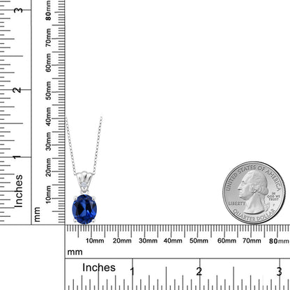 5.04カラット シンセティック サファイア ネックレス ラボグロウンダイヤモンド シルバー925 9月 誕生石